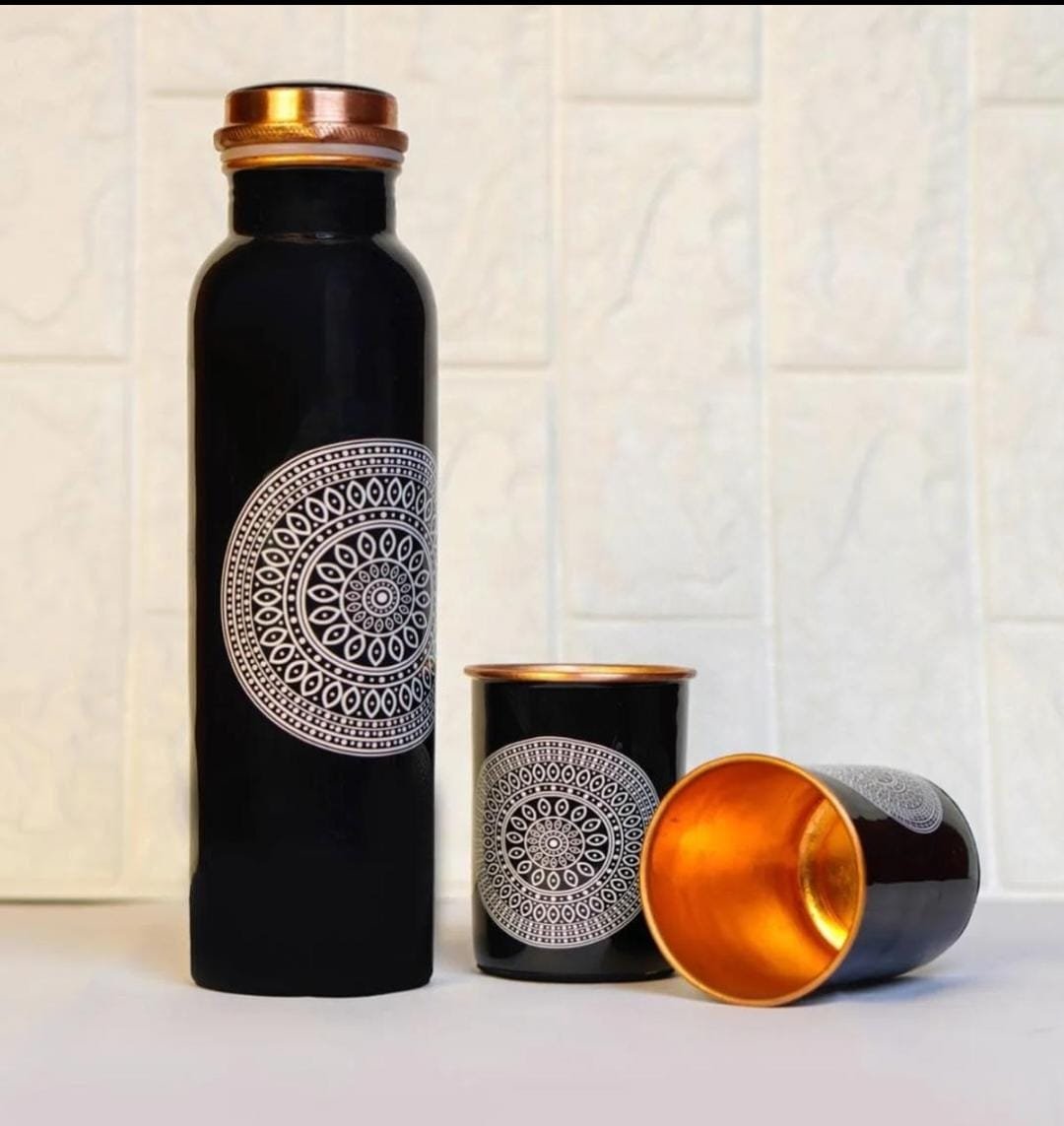 Black Coat Mandala Copper Bottle