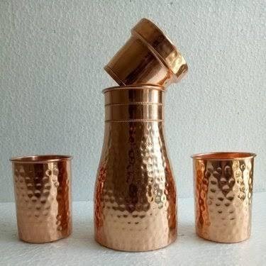 Copper Jar + 2 Glasses Gift Set