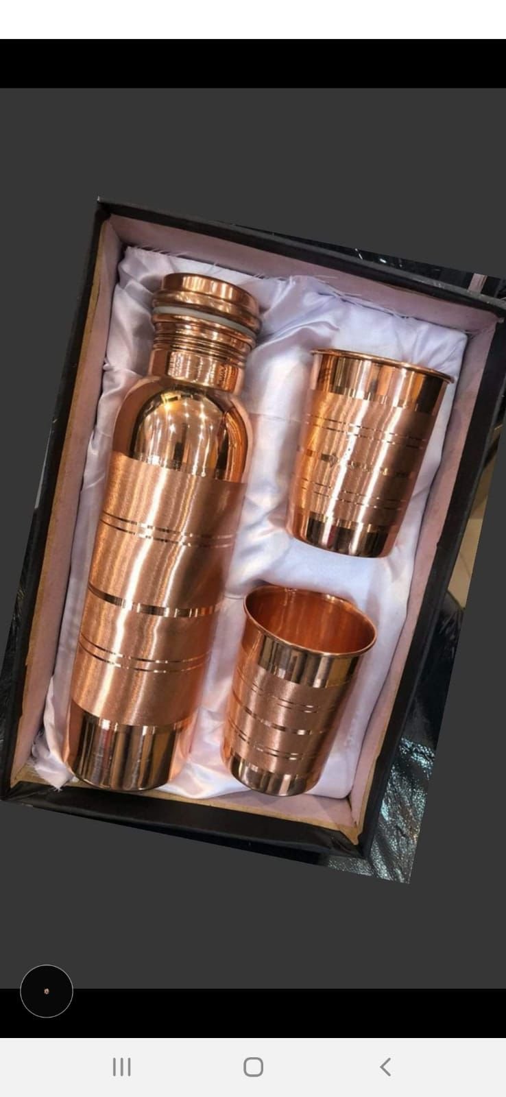Copper Bottle + 2 Glasses Gift Set (Diamond Hammered)