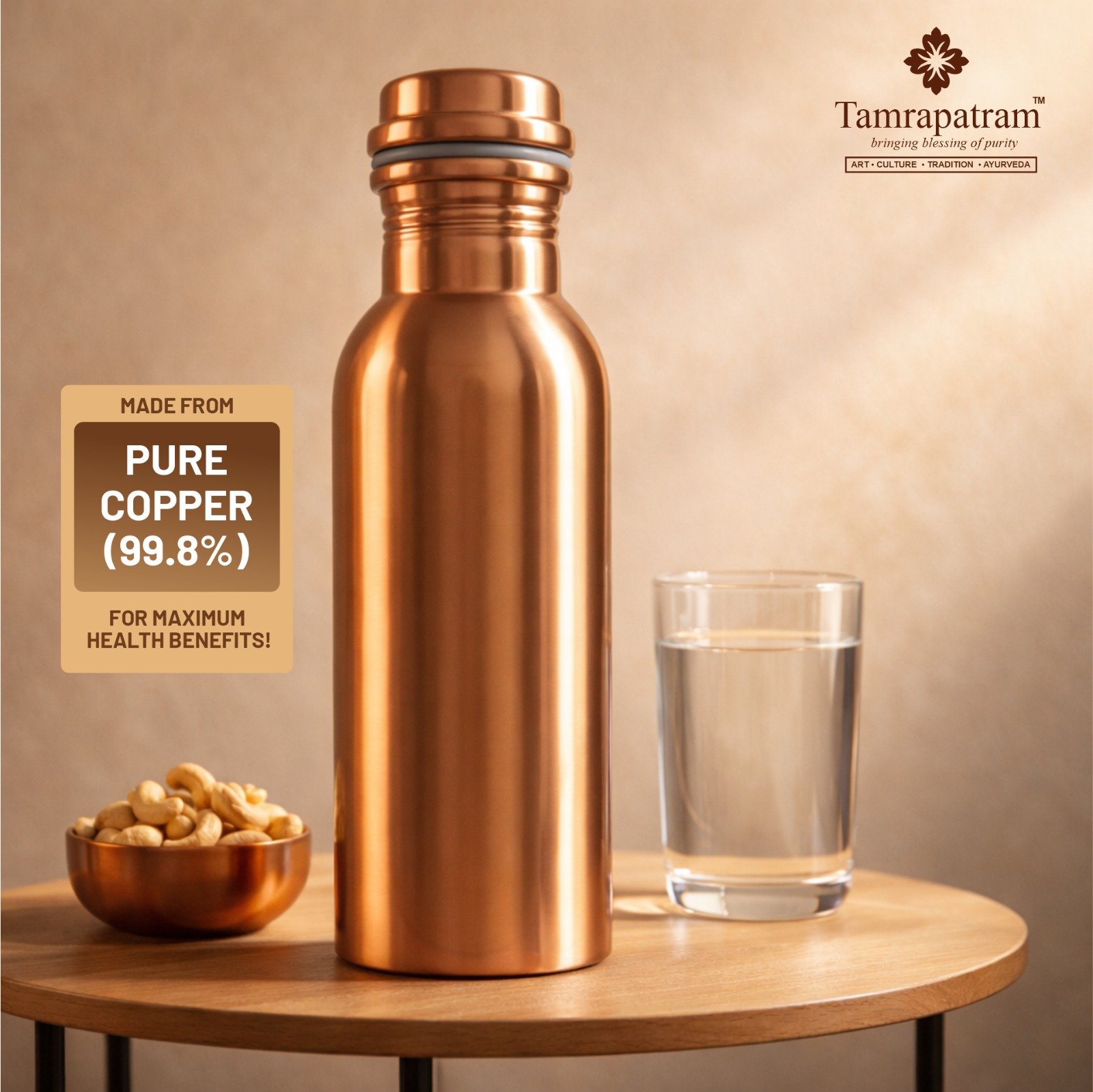 Kids Copper Water Bottle 500ml | Pure Copper Drinking Bottle | Leakproof, Durable & Travel Friendly | Ayurvedic Wellness Drinkware image 3